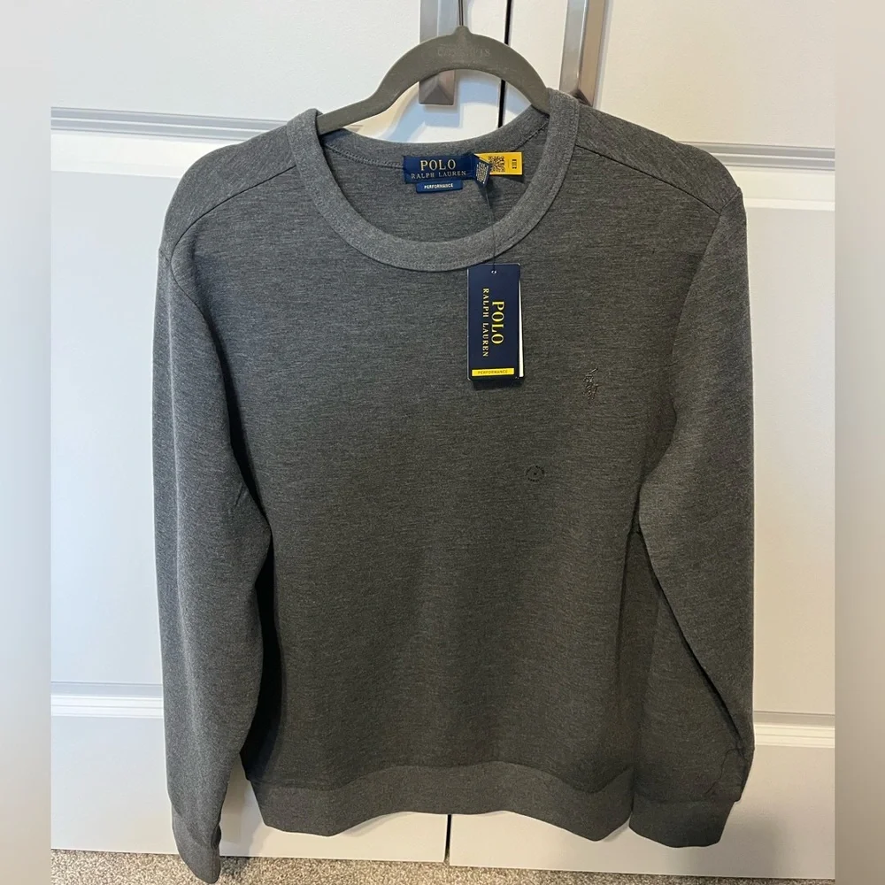 Polo Ralph Lauren Men's Charcoal Grey Crewneck Performance Sweatshirt Sz M NWT